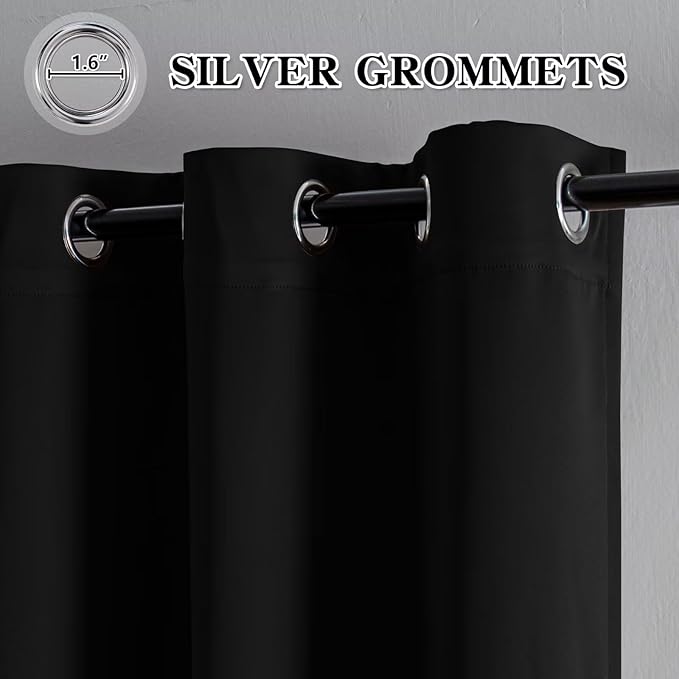 IGEMAEVE Black Blackout Curtains 108 Inch Length 2 Panels Set, Grommet Energy - Image 4