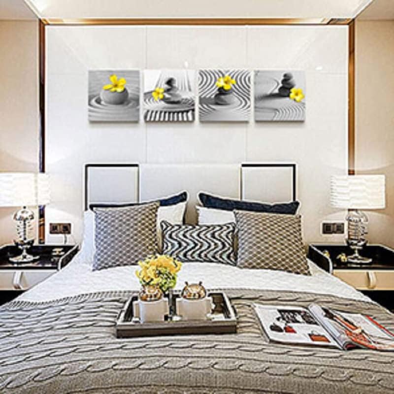 Yxbhhym Yellow Gray Wall Art Black White Zen Wall Art Floral Wall Pictures - Image 2