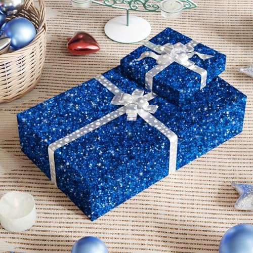 CRE8TIVE Chunky Glitter Wallpaper Border Peel and Stick Blue Wallpaper - Image 4
