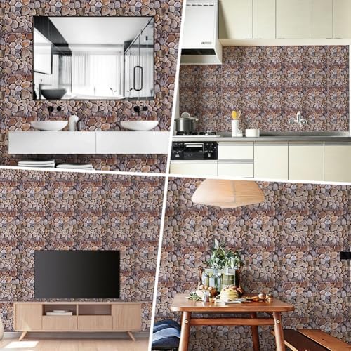 CRASPIRE 10Pcs 3D Faux Stone Peel and Stick Wall Burly Wood Tile Panels - Image 5