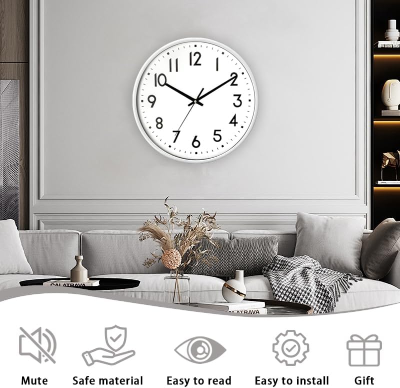 10 Inch Wall Clock Battery Operated Silent Non Ticking Quartz - Image 2