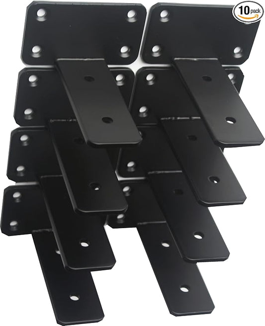 10 Pack - 4 inch Black Hidden L Shelf Bracket Iron Floating Shelf Brackets by MHMYDZ