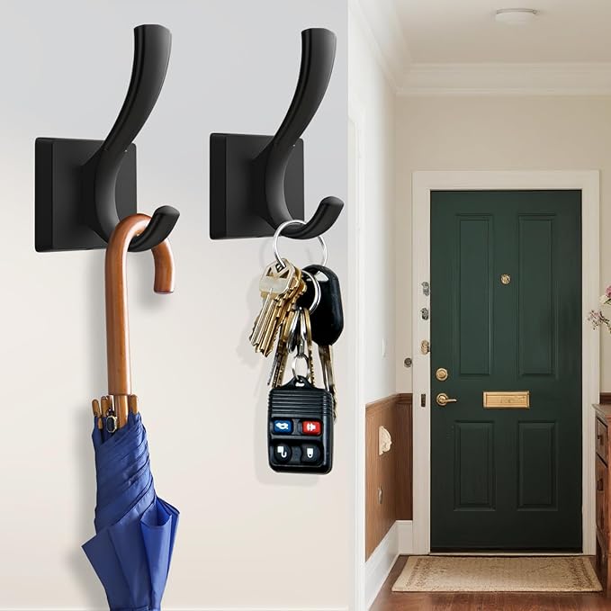TOFIIGREM 3 Pack Black Towel Hooks, Towels Robe Holder - Image 2