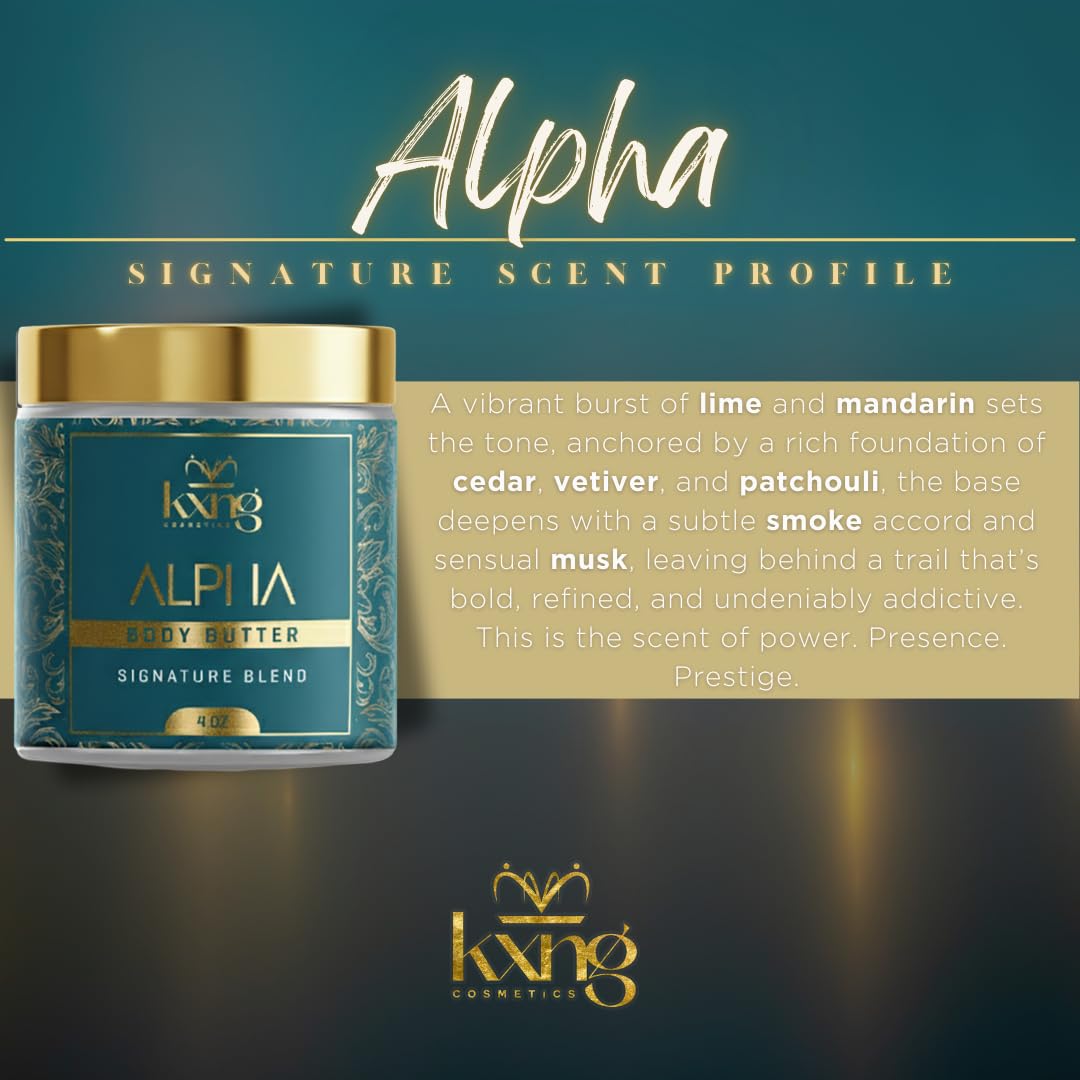 KXNG Cosmetics, Body Butter, Organic Skin Care for Men and Women, Body Moisturizer Lotions and Creams, Raw Shea Butter, Cocoa Butter, Mango, Coconut Oil, Hand, Foot, All Skin Types (Alpha)