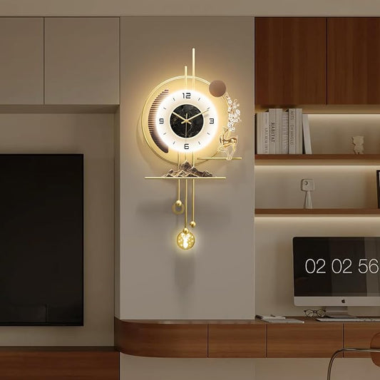 Modern Wall Clock for Living Room, Large Gold Decorative Wall Clock by HEBOIXHOMEDECOR