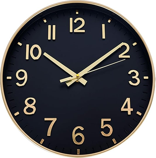 HZDHCLH Wall Clocks Battery Operated, Wall Clock Black Gold, 8 inch Wall Clock by HZDHCLH