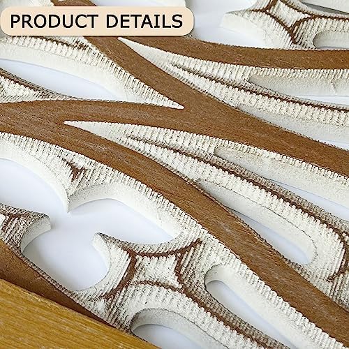 XIAOAIKA Boho Hand-Carved Ornate Geometric Wood Wall Art Panels - Image 5
