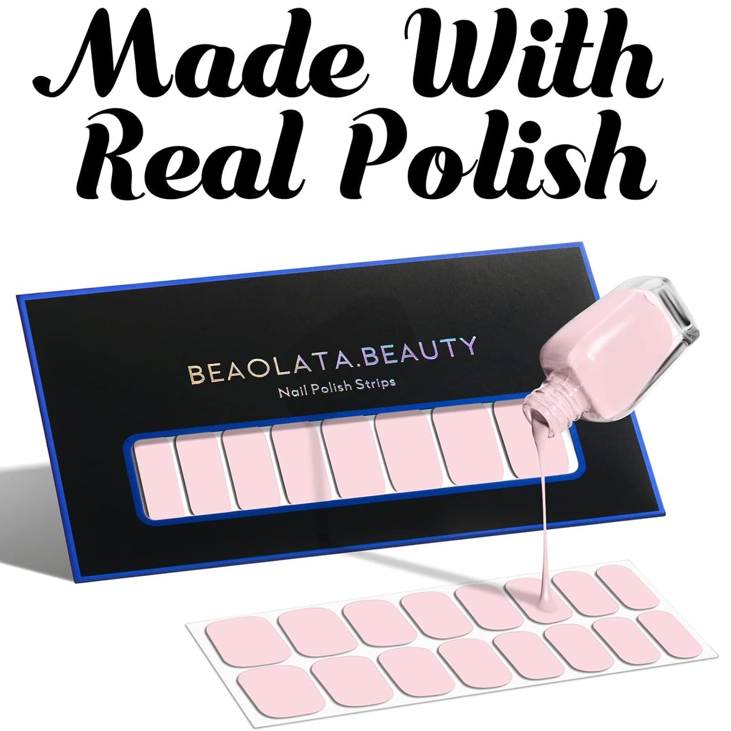 Nail Polish Strips, 32PCS Salon Quality Wraps, Long Lasting Gel Nail Stickers for Women Easy Apply& Remove (Golden Dust Gold)