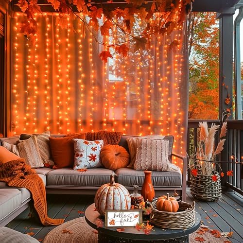 JMEXSUSS 300LED Orange Halloween Curtain Lights - Image 2