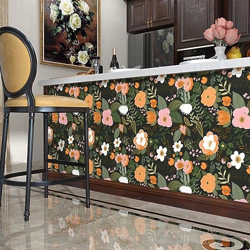 Danodoi Dark Green Vintage Floral Peel and Stick Wallpaper 17.5" x 393" - Image 6
