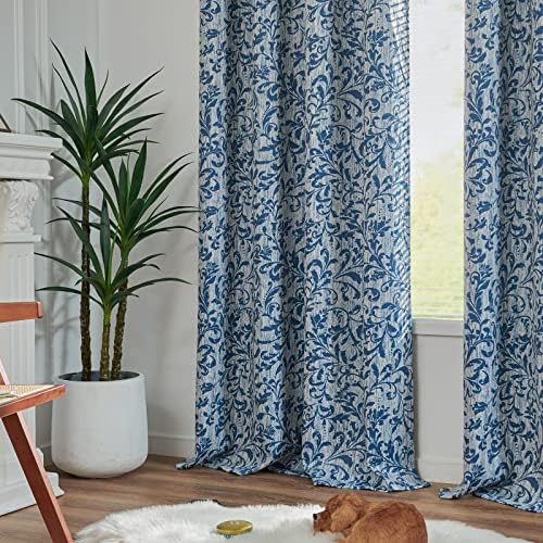 jinchan Blue Floral Blackout Curtains 84 Inch Farmhouse Grommet 2 Panels - Image 5