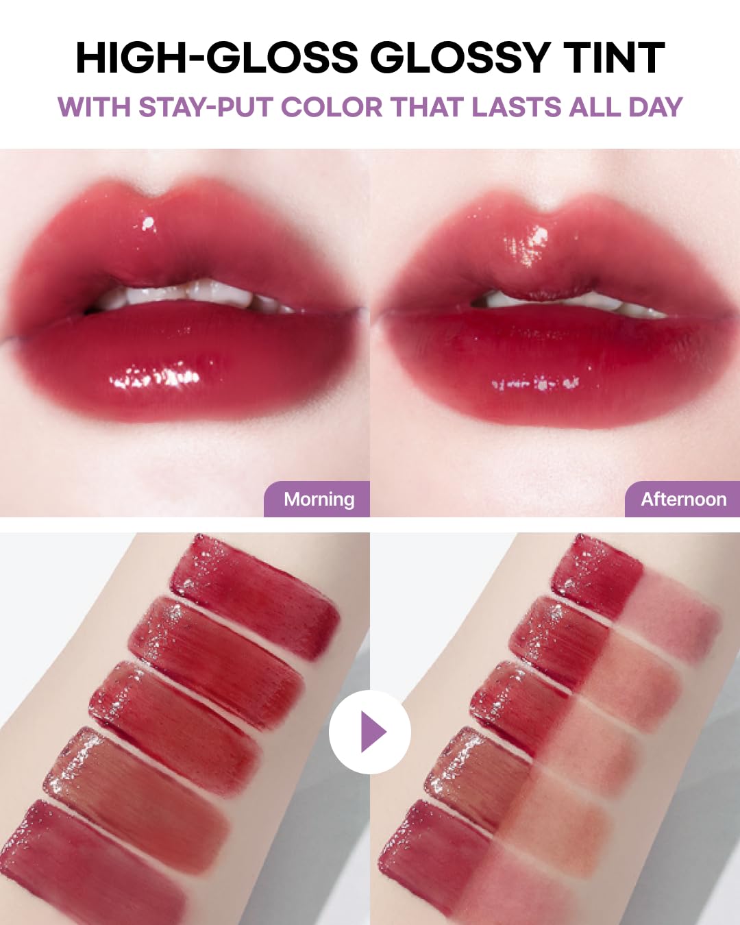 DEARMAY LA PISTE LIP TINT LP01 Voyage 0.14 oz. long lasting lip stain with glossy finish and lightweight texture, non sticky, hydrating formula with no flaking and glassy vivid tint, korean makeup