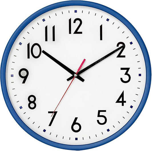 HZDHCLH Wall Clock Blue, Silent Wall Clocks Battery Operated 8 Inch Modern Non by HZDHCLH