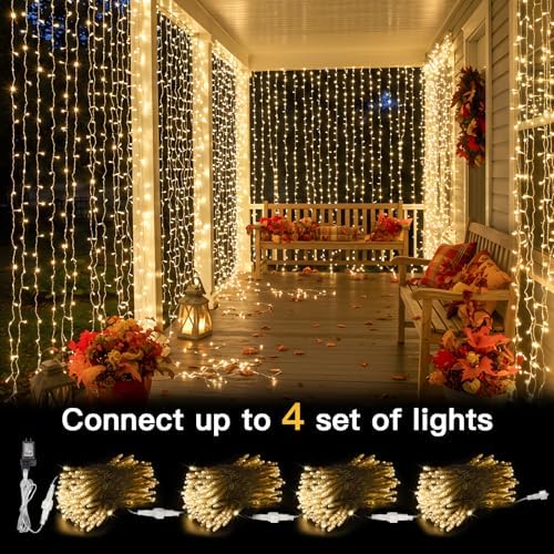 suddus Curtain Lights for Bedroom Backdrop 300 LED Plug in 9.8x9.8ft - Image 6