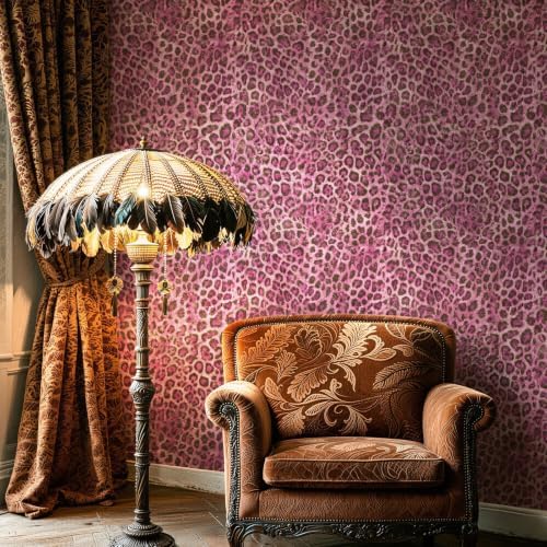 JiffDiff Upgrade Pink Leopard Print Peel and Stick Wallpaper, 17.3" x 1200" - Image 4