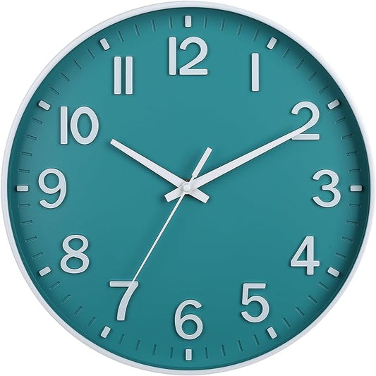 HZDHCLH Teal Wall Clocks Battery Operated, 12 inch Silent Non Ticking Modern by HZDHCLH