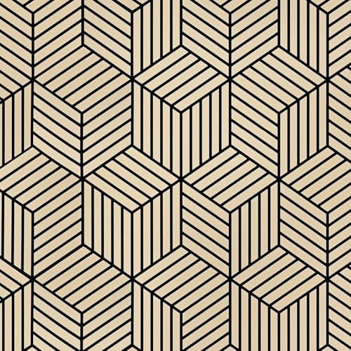 MelunMer Brown Geometric Wallpaper Peel and Stick Removable 17.7”×393” by MelunMer
