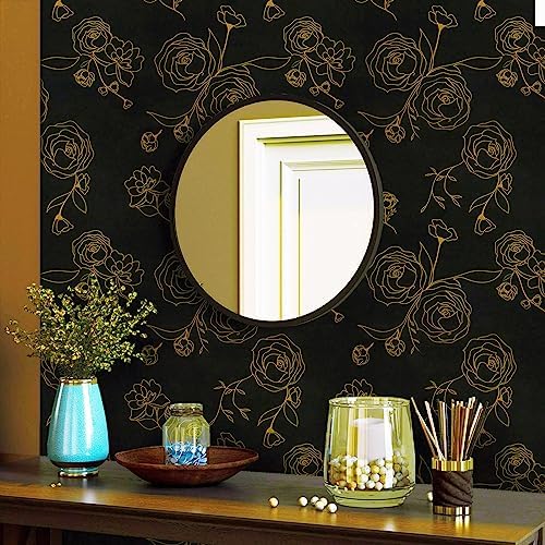 Safiyya Wallpaper Gold and Black Contact Paper Floral Peel and Stick Modern - Image 6