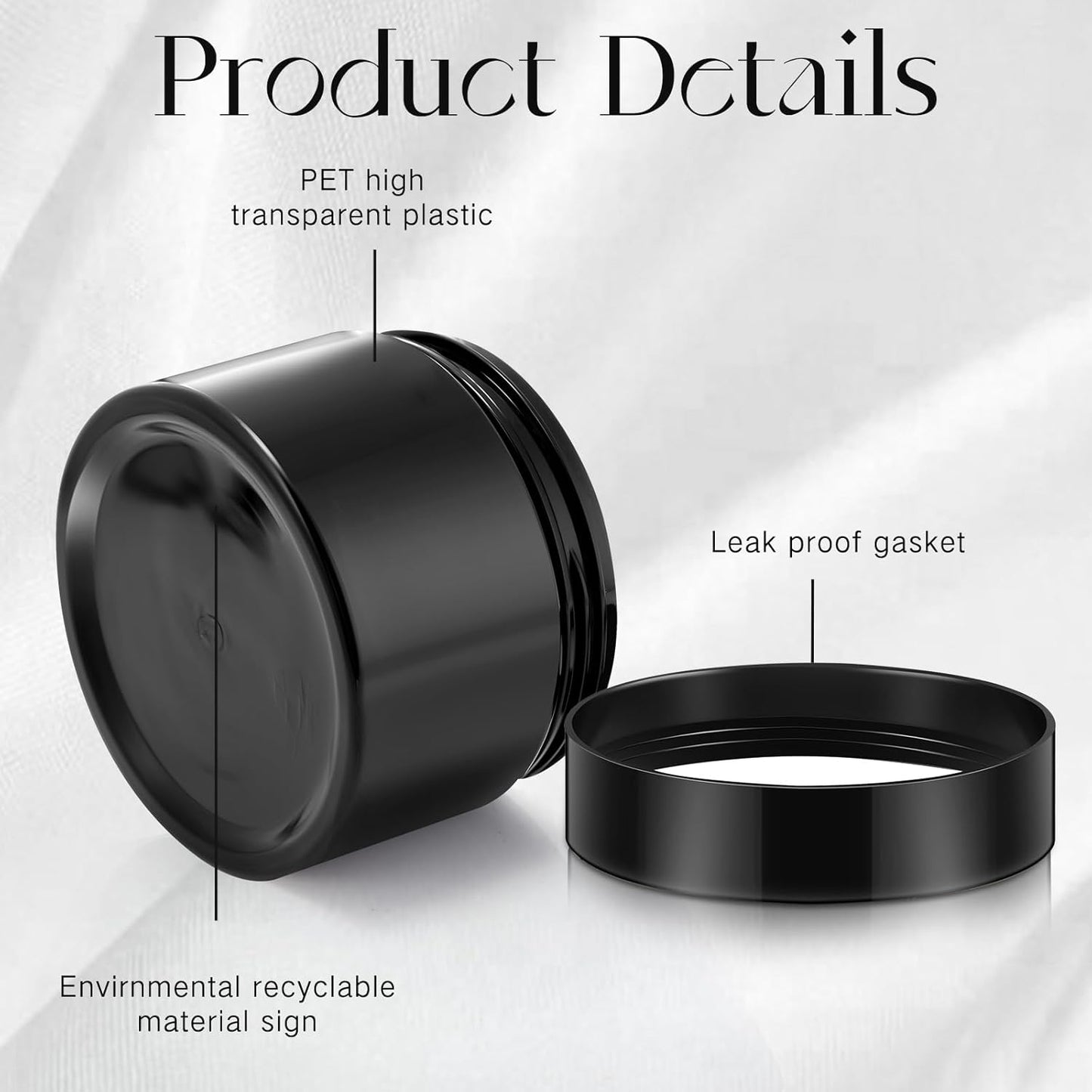 Patelai 4 Pieces Round Wide-mouth Leak Proof Plastic Container Jars with Lids for Travel Storage Makeup Beauty Products Face Creams Oils Salves Ointments DIY Making(4 Ounce,Pure Black)