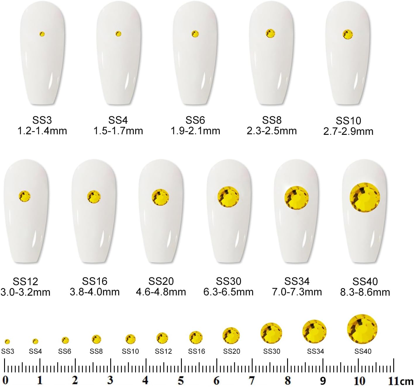 2000PCS SS20 Flatback Rhinestones | 12-Facet Diamond-Cut Glass Gems for Nail Art, Clothing, DIY Crafts |Glue-On Decoration Stones with Silver Backing(Citrine)
