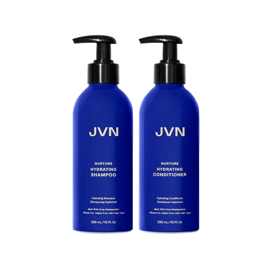 JVN Nurture Hydrating Shampoo & Conditioner (20 Fl Oz), Nurture Shampoo & Conditioner for All Hair Types, Detangles & Softens Hair, Made with Clean Hemisqualane