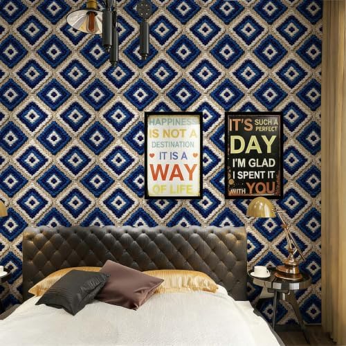 Stickorama Boho Tufted Textured Geometric Fabric Peel and Stick Wallpaper Self - Image 3