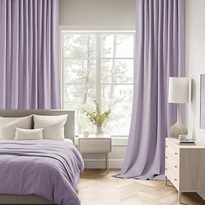 MIULEE Lilac Back Tab Blackout Curtains 84 Inch Length 2 Panels Set - Image 2