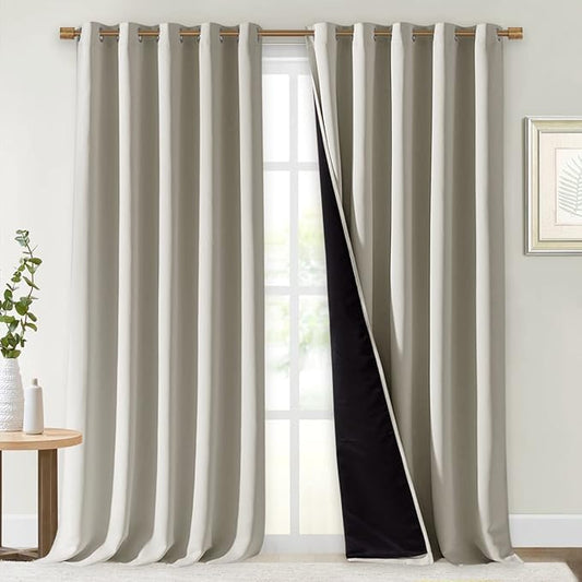 NICETOWN Full Shading Curtains for Windows, Super Heavy-Duty Black Lined by NICETOWN
