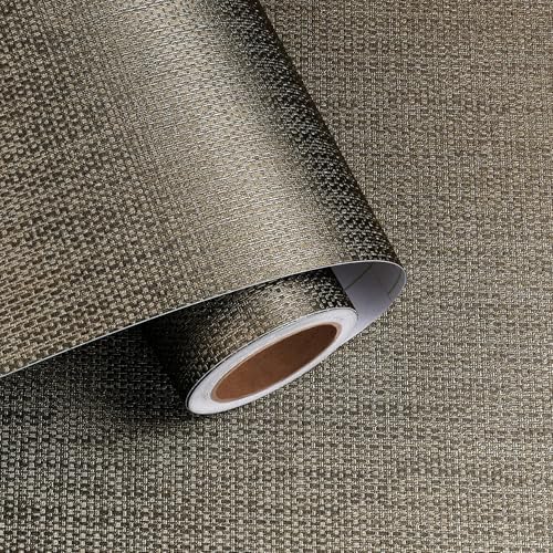 Brown Grasscloth Peel and Stick Wallpaper Linen Textured Wallpaper Gold - Image 2