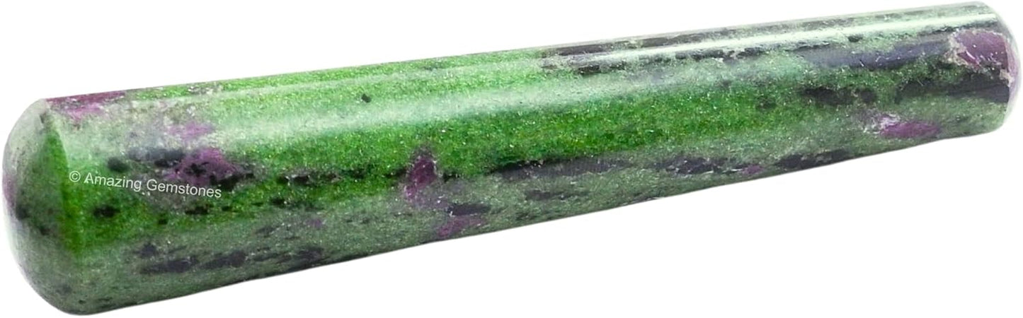 Amazing Gemstone Ruby Zoisite Crystal Wand Massage Stick - Pelvic Wand Gua Sha for Adults - Crystals and Healing Stones Massage Wands for Adults Gifts (Smooth)