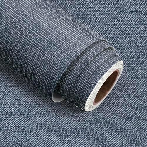 Denim Blue Grasscloth Peel and Stick Wallpaper 15.7inch x 393.7inch by lenify