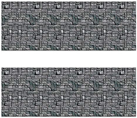 Beistle Brick Stone Wall Backdrops, 4’ x 30’, 2 Pack – Medieval Party by Beistle