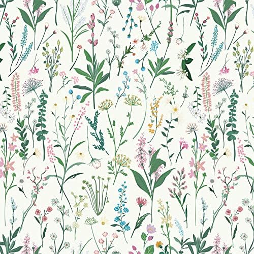 JiffDiff 17.3'' x 393.7" Floral Peel and Stick Wallpaper Vinyl Wallpaper Flower - Image 2