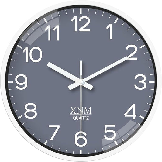 XNM Small Grey Minimalist Wall Clocks Battery Operated 8 Inch Classic Analog by XNMwallclock