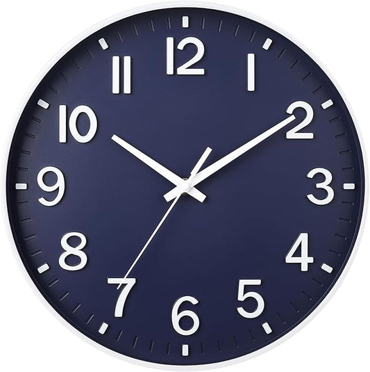 HZDHCLH Wall Clocks Battery Operated, Wall Clock Navy Blue, 8 inch Wall Clock by HZDHCLH