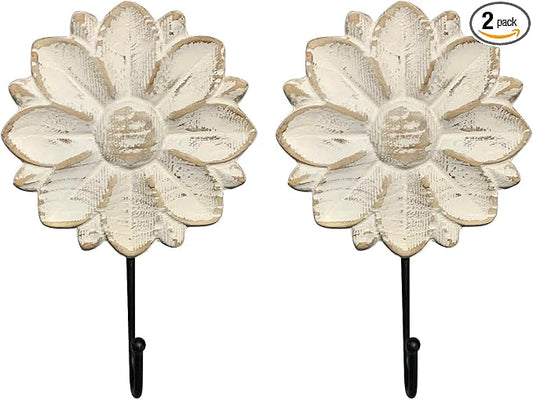 dwellington Decorative Wall Mounted Flower Hooks, Farmhouse Boho Coat Rack by dwellington