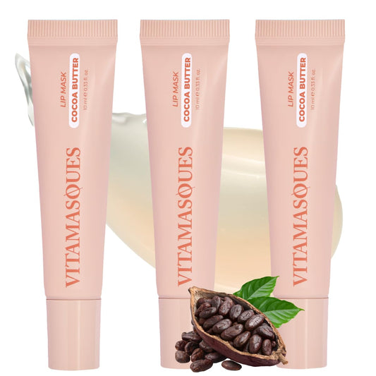 Vitamasques Lip Mask - Hydrating Cocoa Butter Lip Balm Moisturizer with Vitamins & Natural Oil Hydrates, Nourishes & Plumps Lips Area - Korean Skin Care Lip Care Products (Pack of 3)