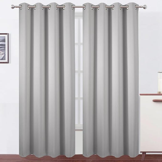 LEMOMO Blackout Curtains 52 x 120 Inch Long Light Grey Curtains Set of 2 Panels by Lemomo