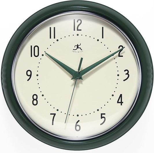 Infinity Instruments LTD. Retro 9 inch Silent Sweep Non-Ticking Mid Century by InfinityInstruments