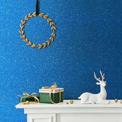 CHIHUT Sparkle Blue Glitter Wallpaper Peel and Stick Glitter Contact Paper - Image 2