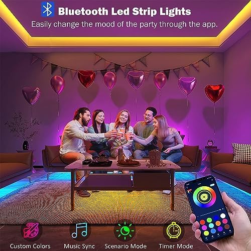 Leeleberd 50ft Led Strip Lights, Music Sync Color Changing Led Light Strips - Image 2