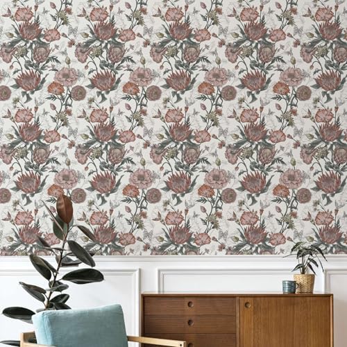 Floral Wallpaper Peel and Stick Floral Contact Paper White and Pink - Image 6
