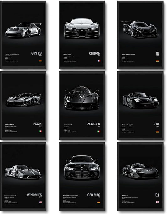 CSLGQGV Car Poster Vintage Racing Car Wall Art Supercar Canvas Prints Painting by Unknown