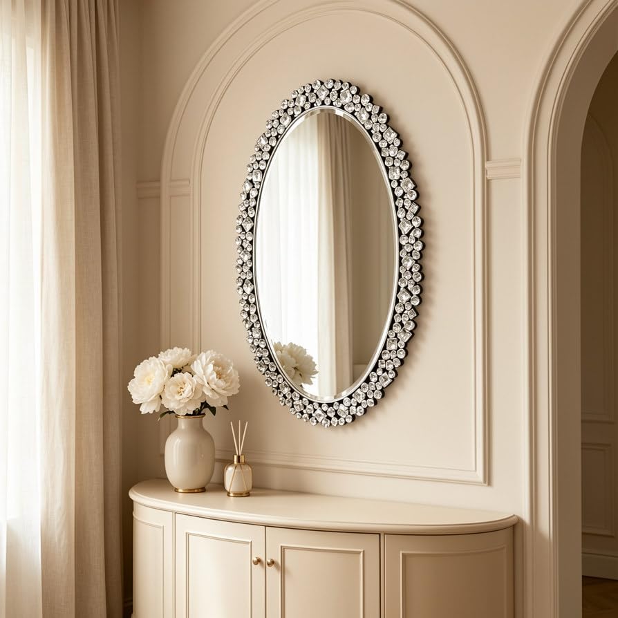 SHYFOY Oval Wall Mirrors Decorative, Ornate Accent Mirror - Image 4