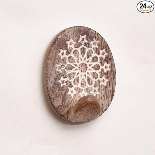 IndianShelf 6 Lb- 24 Pieces Decorative Wood Adhesive Wall Hooks–Boho Peel and by IndianShelf