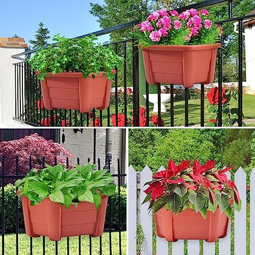 ORIMERC 9.8 inch 3 Pack Brick Red Wall Hanging Planters - Image 6