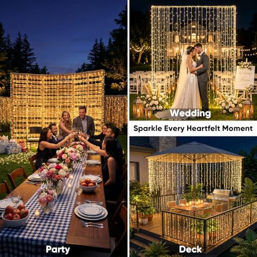 suddus Curtain Lights for Bedroom Backdrop 300 LED Plug in 9.8x9.8ft - Image 5