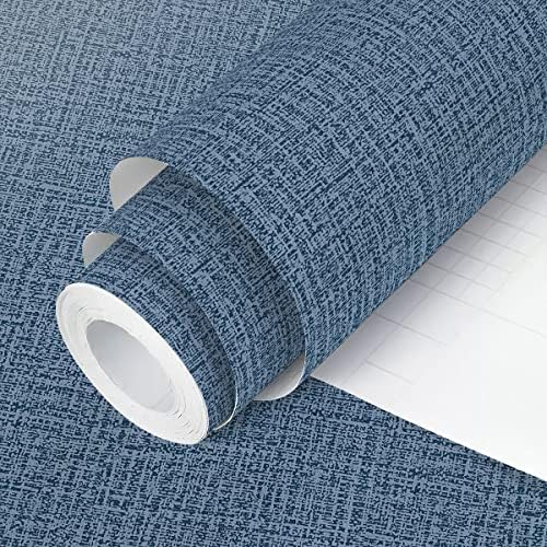 Blue Peel and Stick Wallpaper Grasscloth Decor Paper 17.7in x 118in by lenify