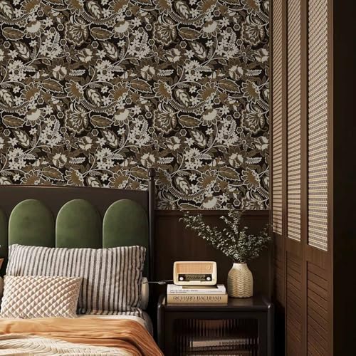 Abyssaly Boho Peel and Stick Wallpaper 17.3" x 118" Vintage Floral - Image 2