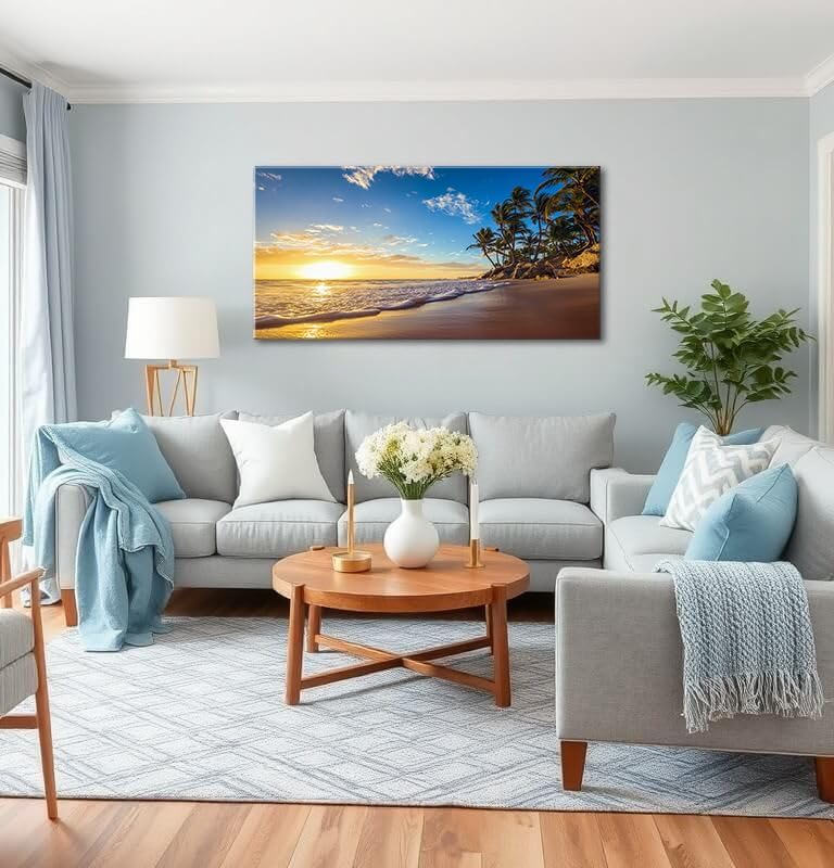 Beach Wall Art Sunset Pictures Ocean Seascape Theme Art Wall Pictures Coastal - Image 4